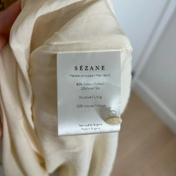 Sezane Lina Maxi Dress Sz 2 Long Sleeve Floral Chiffon Cottagecore Prairie Boho - Picture 12 of 13